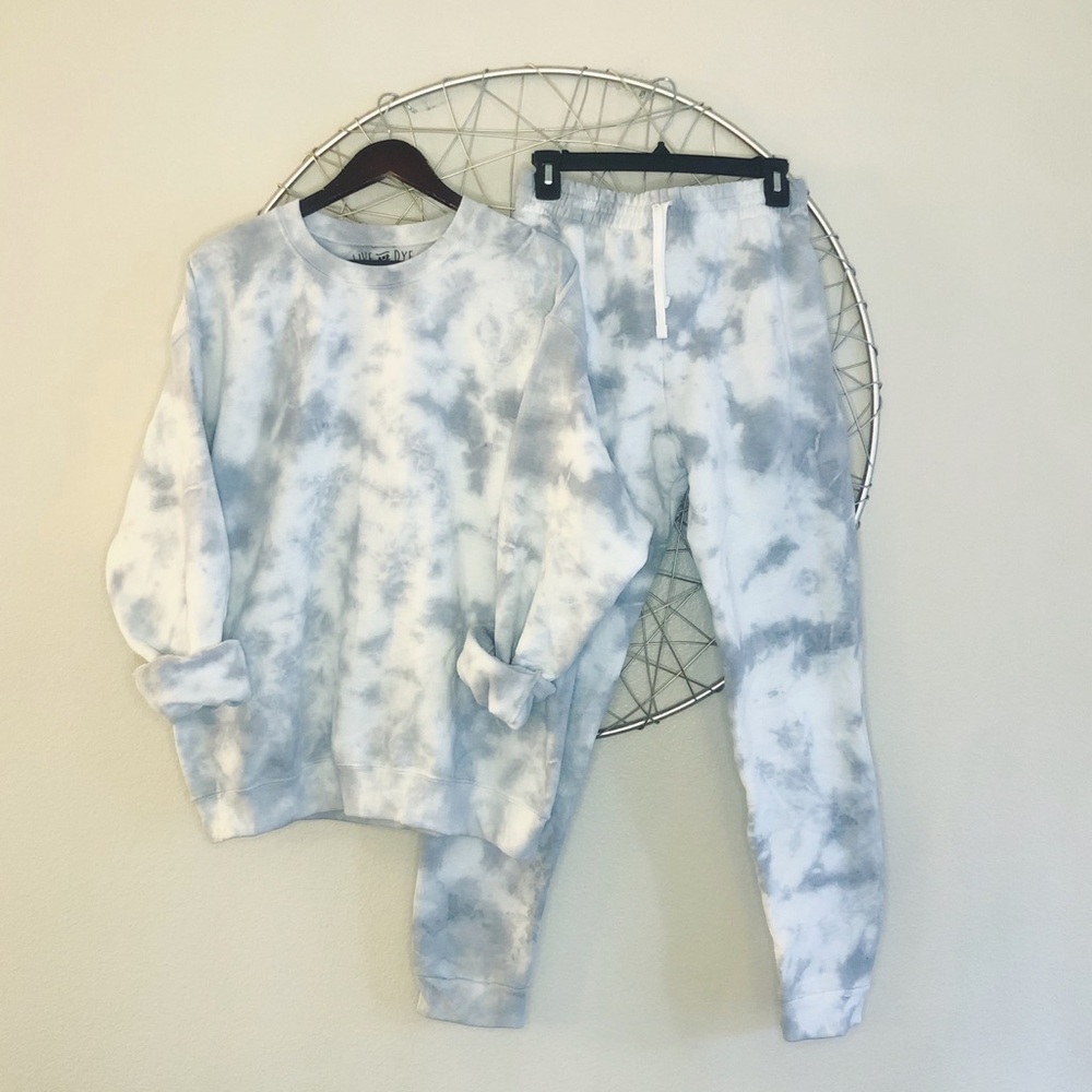 NEW custom gray marble tie dye sweatset